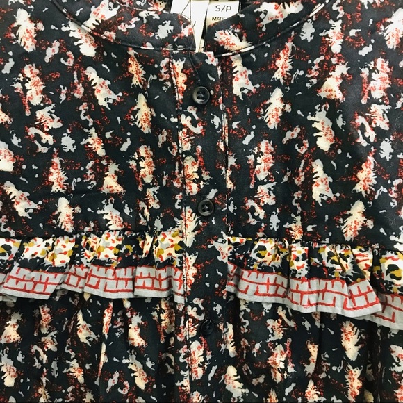 NWT Joie Prairie Peasant Blouse Small Blue Ruffles cotton long sleeves top - Picture 3 of 10